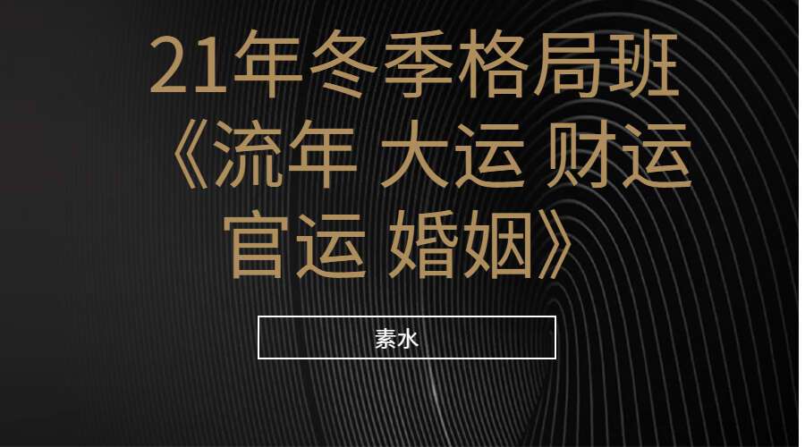 素水八字第八期2021年辛丑暖冬八字格局班-婚姻财运官运大运（录音+配套八字案例资料）