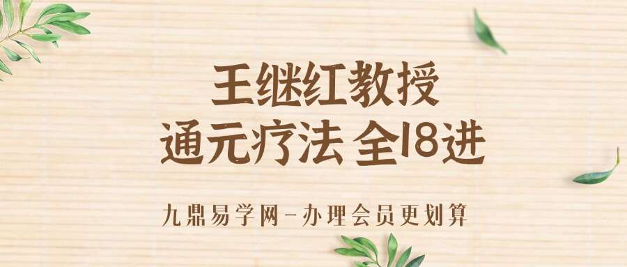 王继红教授 通元疗法 全18进 视频课