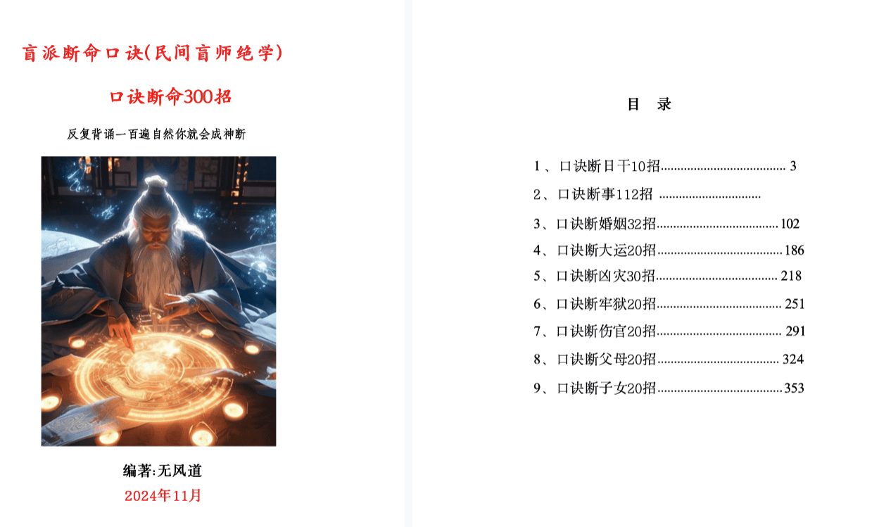 无风道《盲派断命口诀300招》369页